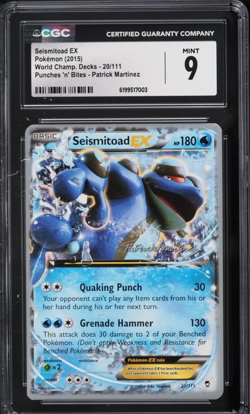 2015 Pokemon XY Furious Fists World Championships Punches 'n' Bites Seismitoad Ex #20 CGC 9