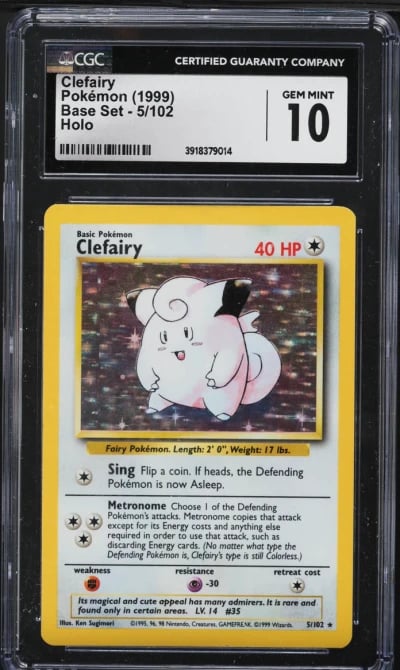 1999 Pokemon Base Set Holo Clefairy #5 CGC 10 GEM MINT