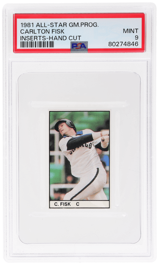 1981 All-Star Game Program Inserts Hand Cut Carlton Fisk PSA 9