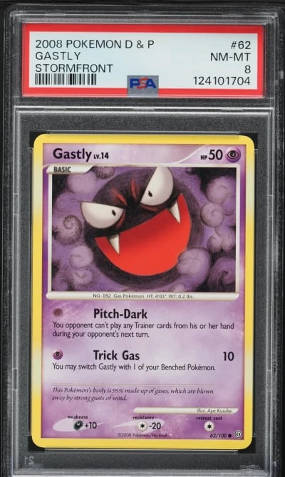 2008 Pokemon Diamond & Pearl Stormfront Gastly #62 PSA 8 NM-MT