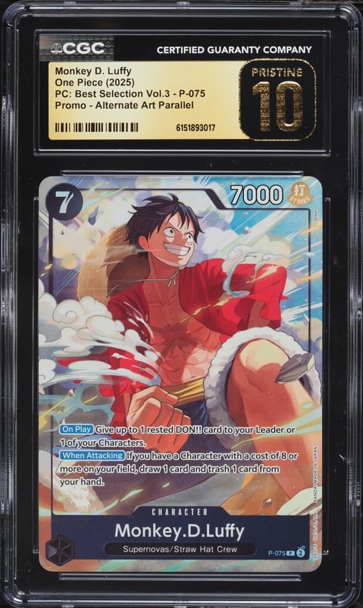 2025 One Piece Promo Premium Best Selection Vol. 3 Alt Art Monkey D. Luffy CGC 10 PRISTINE