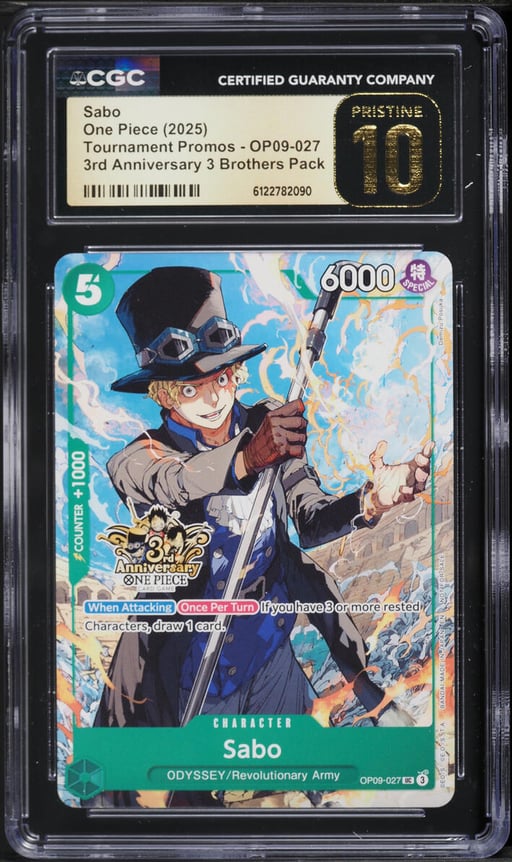 2025 One Piece Promo 3rd Anniversary 3 Brothers Pack Sabo #OP09-027 CGC 10 PRISTINE