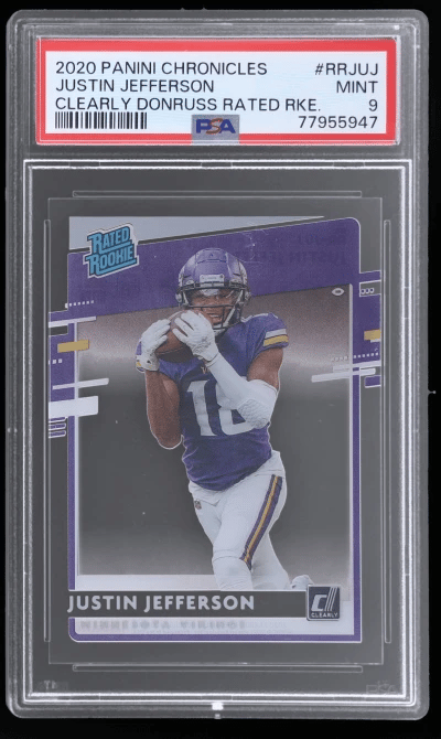 2020 Panini Chronicles Clearly Donruss Rated Rookie Justin Jefferson #RR-JUJ PSA 9