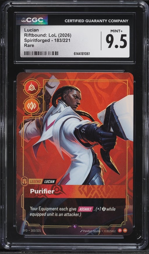 2026 Riftbound League Of Legends LoL Spiritforged Lucian #183 CGC 9.5 MINT+