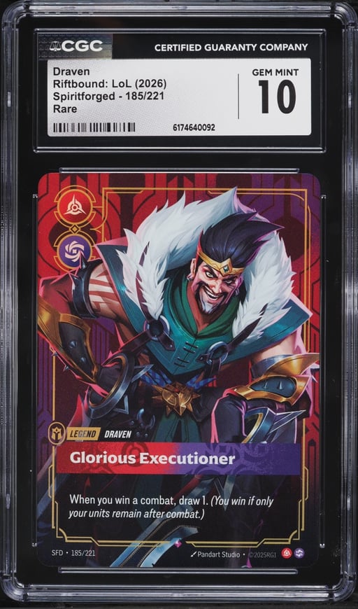 2026 Riftbound League Of Legends LoL Spiritforged Draven #185 CGC 10 GEM MINT