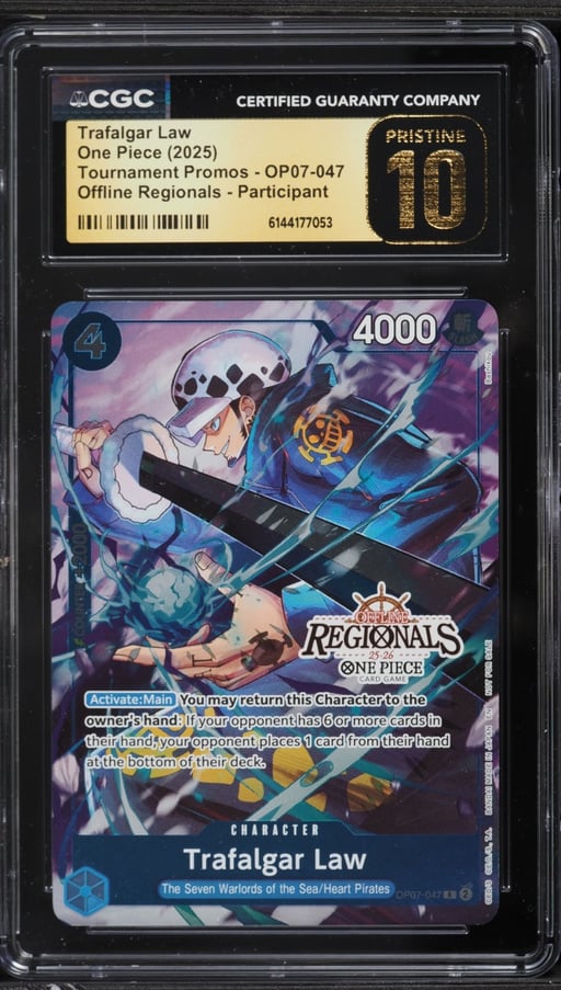 2025 One Piece Tournament Promo Offline Regionals Participant Alt Art Trafalgar Law CGC 10