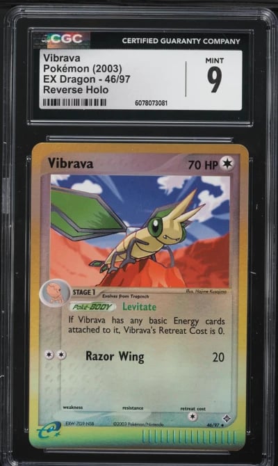 2003 Pokemon EX Dragon Reverse Holo Vibrava #46 CGC 9 MINT