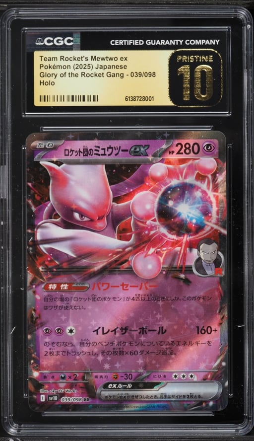 2025 Pokemon Japanese SV Glory Of The Rocket Gang Holo Team Rocket's Mewtwo ex #39 CGC 10