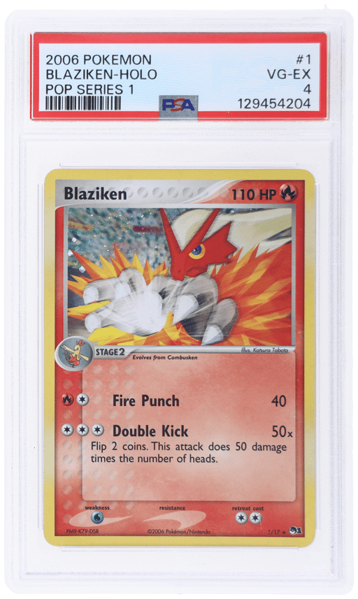2006 Pop Series 1 English Cosmos Holo Ex Legend Maker Blister Blaziken #1 PSA 4