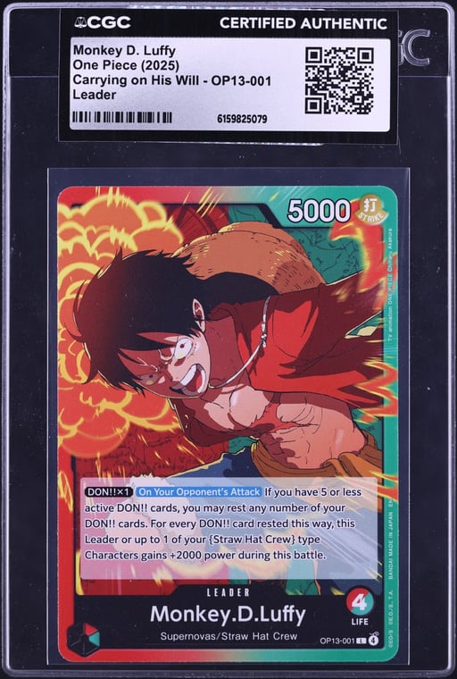 2025 One Piece Carrying On His Will Leader Monkey D. Luffy #OP13-001 CGC AUTH