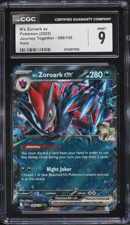 2025 Pokemon Scarlet & Violet Journey Together Holo N's Zoroark ex #98 CGC 9 MINT