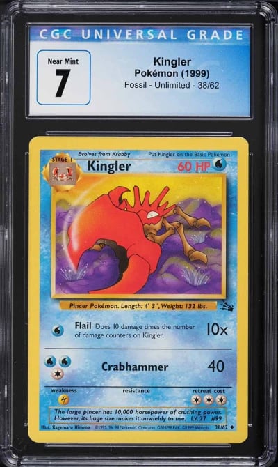 1999 Pokemon Fossil Kingler #38 CGC 7 NRMT