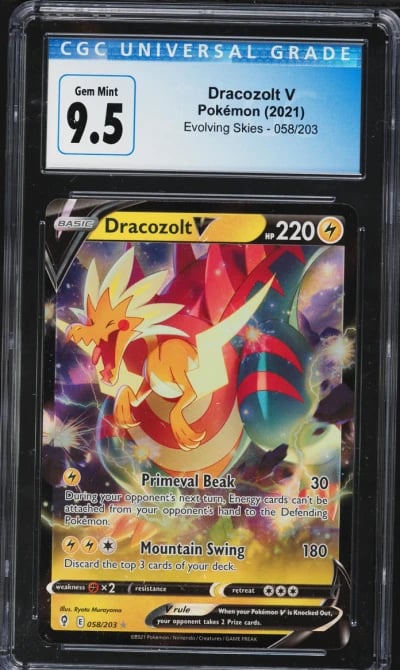 2021 Pokemon SWSH Evolving Skies Holo Dracozolt V #058 CGC 9.5 GEM MINT