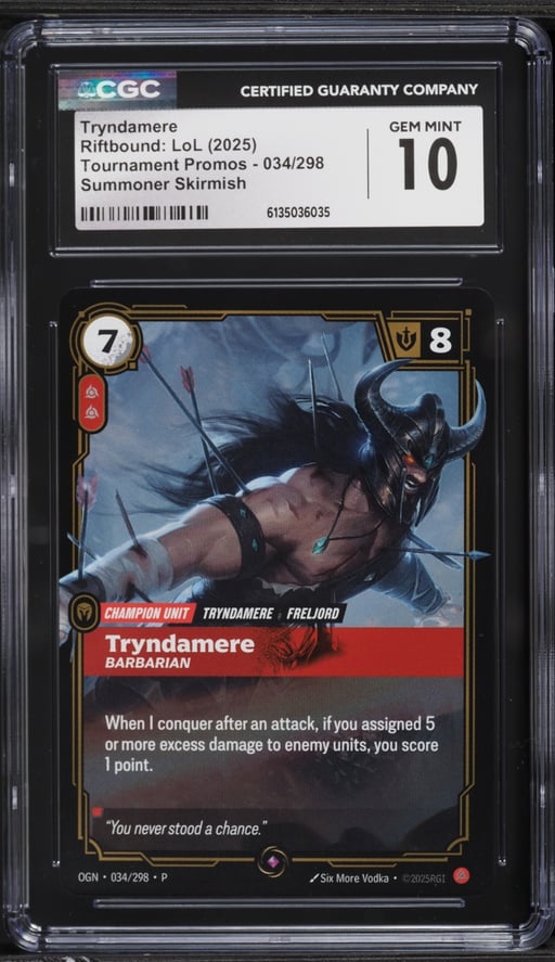 2025 Riftbound: LoL Tournament Promos Summoner Skirmish Tryndamere #034 CGC 10 GEM MINT