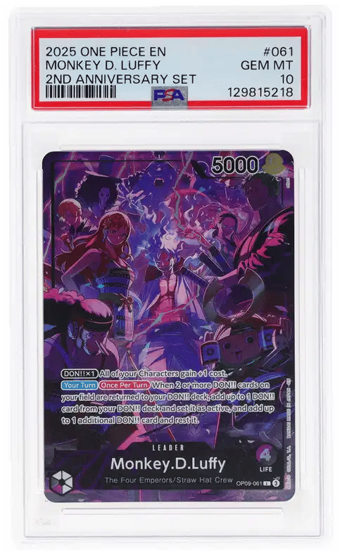 2025 One Piece Promo 2nd Anniversary Set Monkey D. Luffy #OP09-061 PSA 10