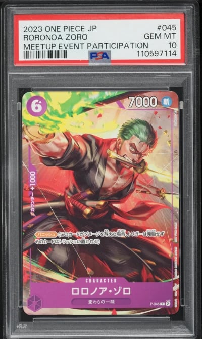 2023 One Piece Japanese Promo Meetup Participation Roronoa Zoro #P-045 PSA 10