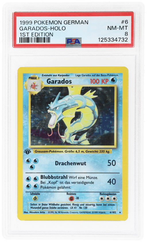 1999 Pokemon Base Set German 1st Edition Gyarados #6 PSA 8