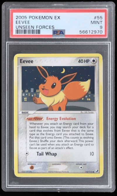 2005 Pokemon Ex Unseen Forces Eevee #55 PSA 9