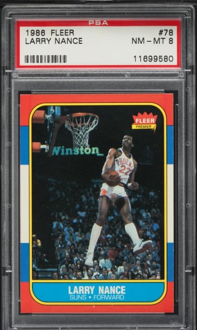 1986 Fleer Basketball Larry Nance #78 PSA 8 NM-MT