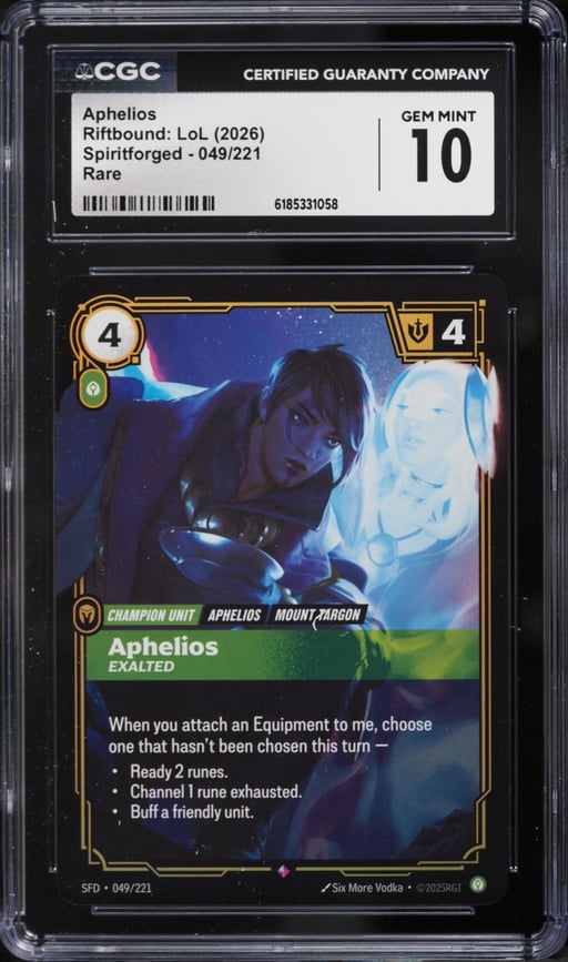 2026 Riftbound League Of Legends Spiritforged Aphelios #049 CGC 10 GEM MINT
