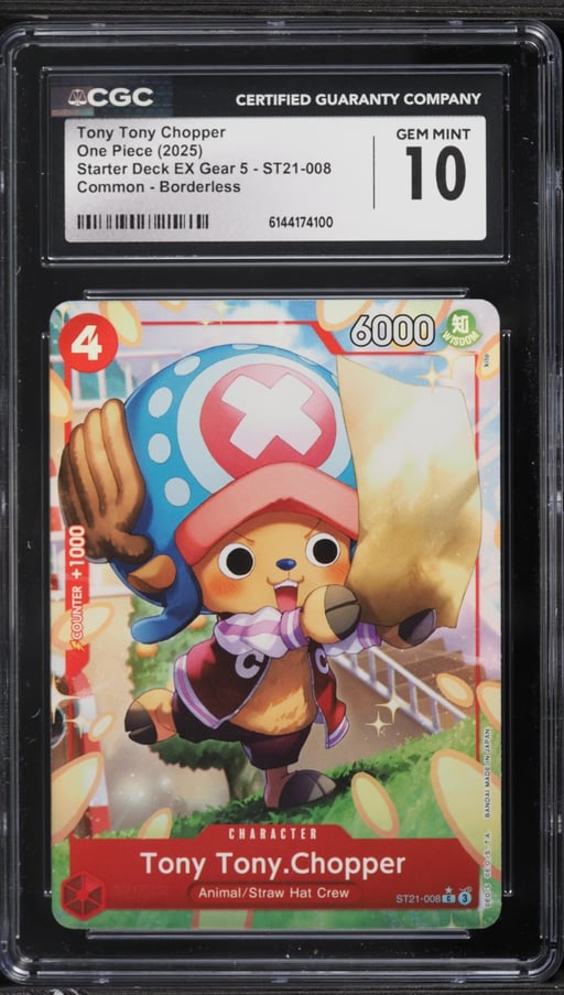 2025 One Piece Starter Deck EX Gear 5 Borderless Alt Art Tony Tony Chopper #008 CGC 10 GEM MINT