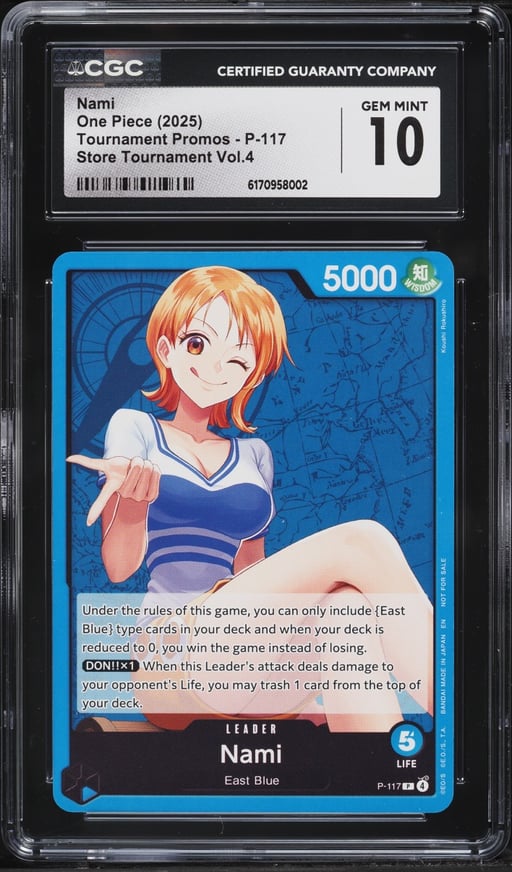 2025 One Piece Promo Store Tournament Vol.4 Leader Nami #P-117 CGC 10 GEM MINT
