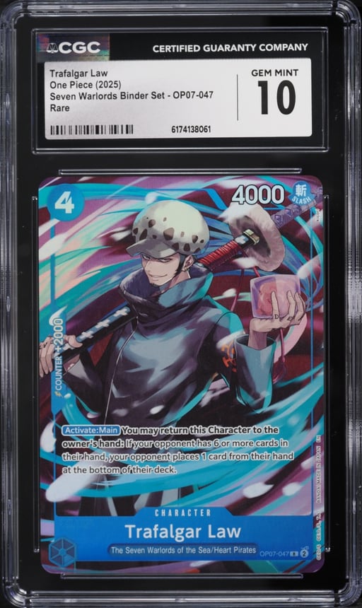 2025 One Piece Seven Warlords Binder Set Trafalgar Law #OP07-047 CGC 10 GEM MINT