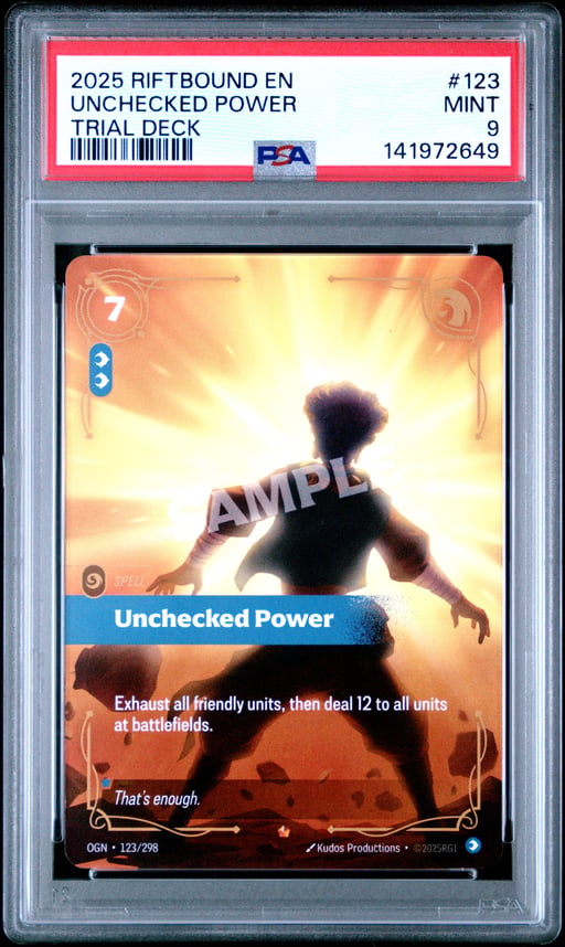 2025 RIFTBOUND: LEAGUE OF LEGENDS TRIAL DECKS 123 UNCHECKED POWER PSA 9