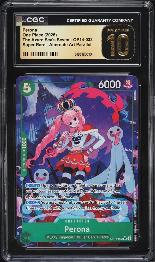 2026 One Piece The Azure Sea's Seven Alt Art Perona #OP14-033 CGC 10 PRISTINE