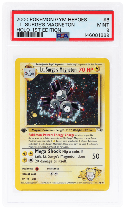 2000 Pokemon Gym Heroes 1st Edition Holo Lt. Surge's Magneton #8 PSA 9