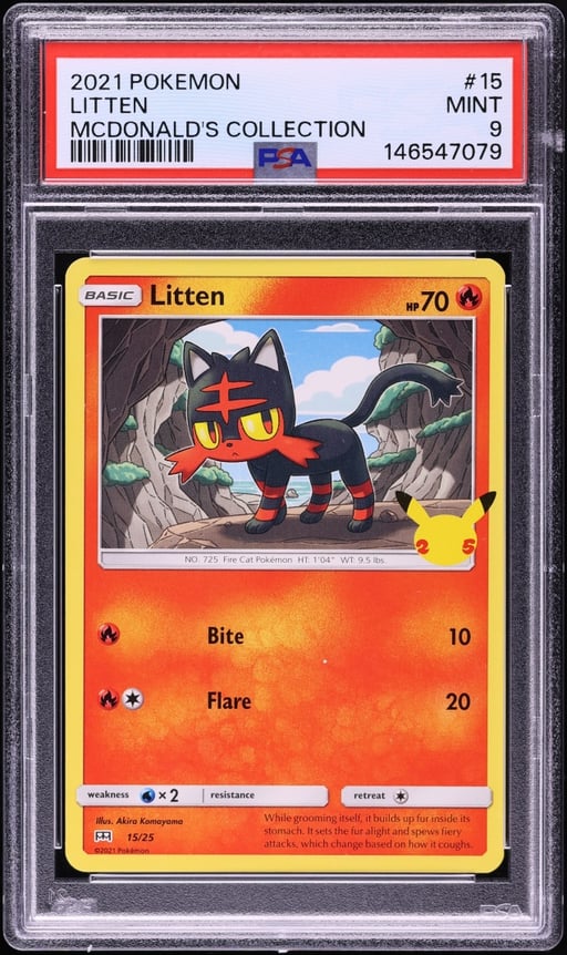 2021 Pokemon Sword & Shield Mcdonald's Collection Litten #15 PSA 9 MINT