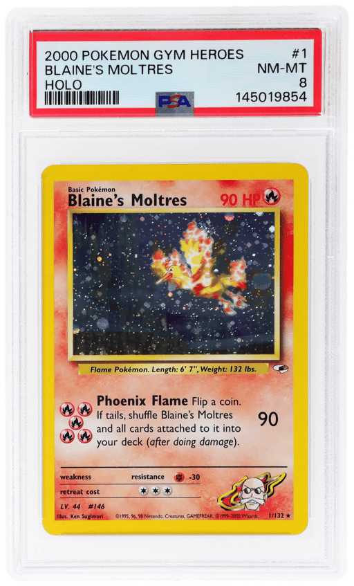 2000 Pokemon Gym Heroes Holo Blaine's Moltres #1 PSA 8