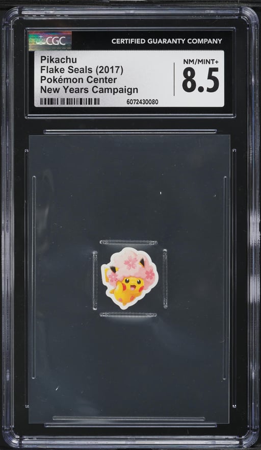 2017 Pokemon Center Flake Seals New Years Campaign Pikachu CGC 8.5 NM-MT+