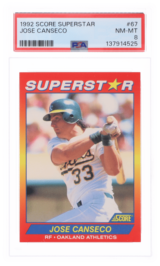 1992 Score Superstar Jose Canseco #67 PSA 8