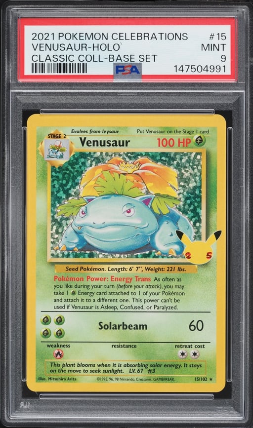 2021 Pokemon Sword & Shield Celebrations Classic Collection Holo Venusaur #15 PSA 9 MINT