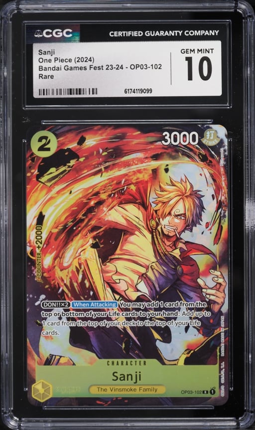 2024 One Piece Bandai Games Fest '23 Sanji #OP03-102 CGC 10 GEM MINT