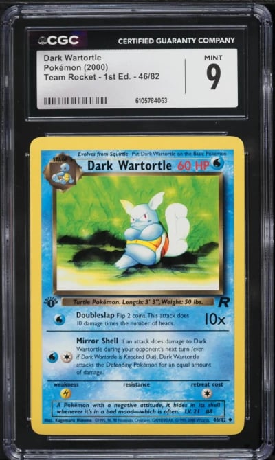 2000 Pokemon Team Rocket 1st Edition Dark Wartortle #46 CGC 9 MINT