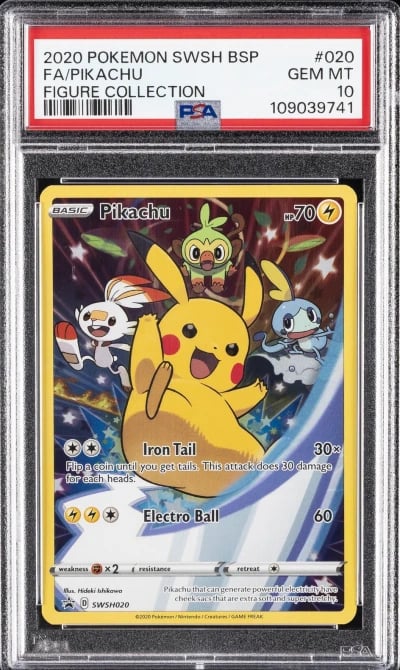 2020 POKEMON SWSH BLACK STAR PROMO FIGURE COLL #020 FULL ART/PIKACHU PSA 10