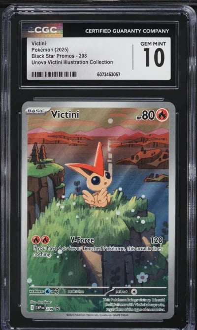 2025 Pokemon SV Black Star Promo Unova Illustration Victini #208 CGC 10 GEM MINT