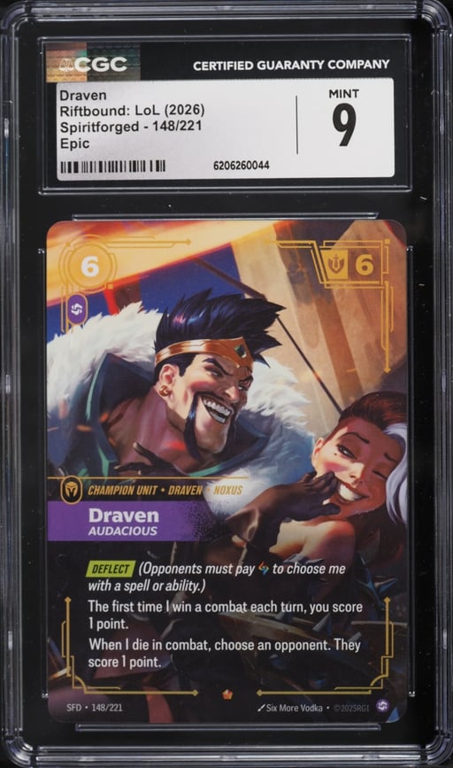 2026 Riftbound League Of Legends LoL Spiritforged Draven #148 CGC 9 MINT