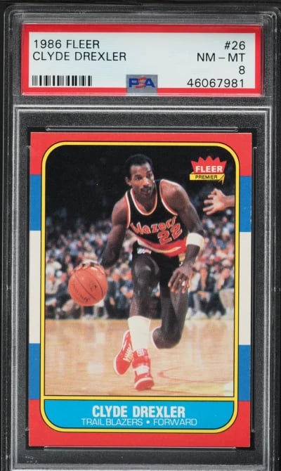 1986 Fleer Basketball Clyde Drexler ROOKIE #26 PSA 8 NM-MT