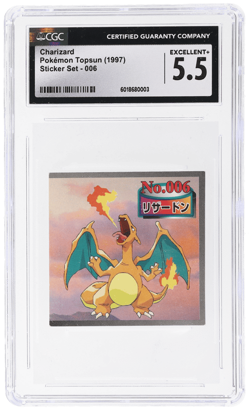 1997 Pokemon Topsun Sticker Japanese Charizard #006 CGC 5.5