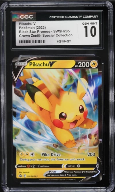 2023 Pokemon Sword & Shield Promo Crown Zenith Special Holo Pikachu V #SWSH285 CGC 10 GEM MINT
