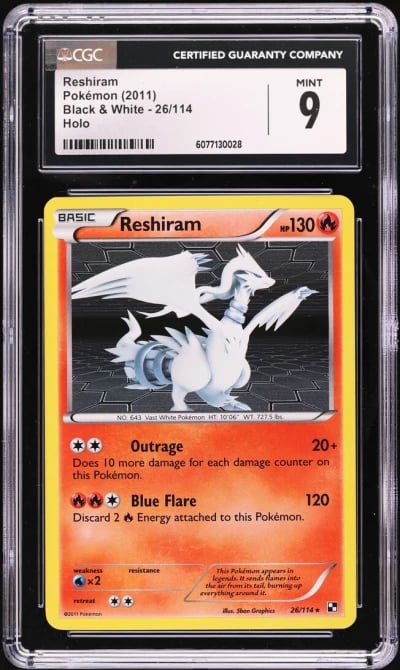 2011 Pokemon Black & White Holo Reshiram #26 CGC 9 MINT