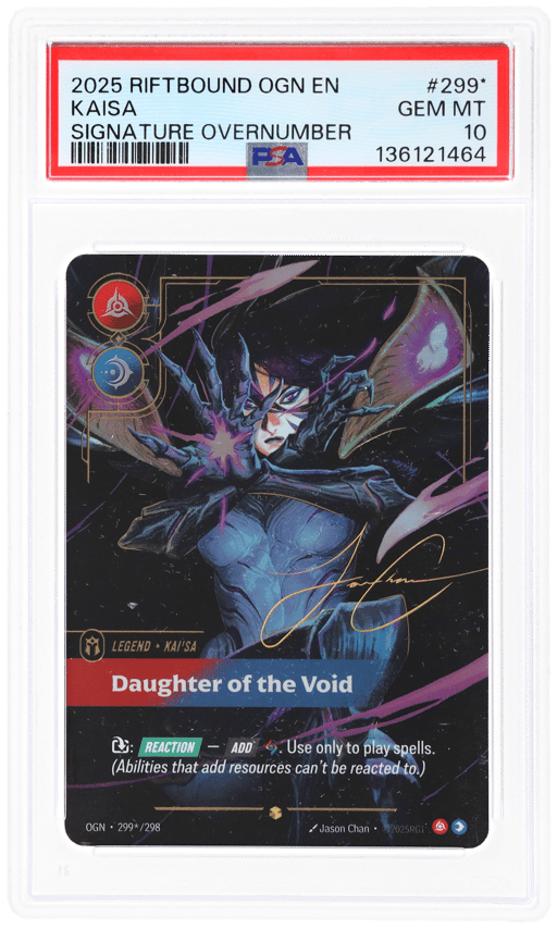 2025 Riftbound League of Legends Origins Daughter of the Void Signature Overnumber Kai'sa #299* PSA 10