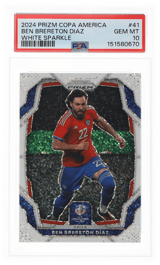 2024 Panini Prizm Conmebol Copa America White Sparkle Prizm Ben Brereton Diaz #41 PSA 10