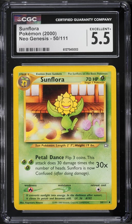 2000 Pokemon Neo Genesis Sunflora #50 CGC 5.5 EX+