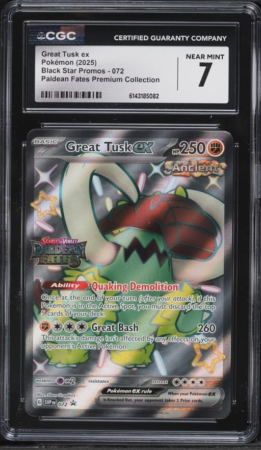 2025 Pokemon Scarlet & Violet Promo Paldean Fates Premium Full Art Great Tusk EX #72 CGC 7 NRMT