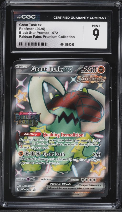 2025 Pokemon SV Promos Paldean Fates Premium Full Art Shiny Great Tusk EX #72 CGC 9 MINT