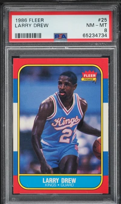 1986 Fleer Basketball Larry Drew #25 PSA 8 NM-MT
